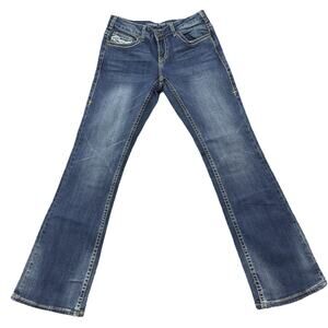 Cowgirl Tuff Dont Fence Me In Bootcut Jeans Medium Wash 29R Western Riding 28x33